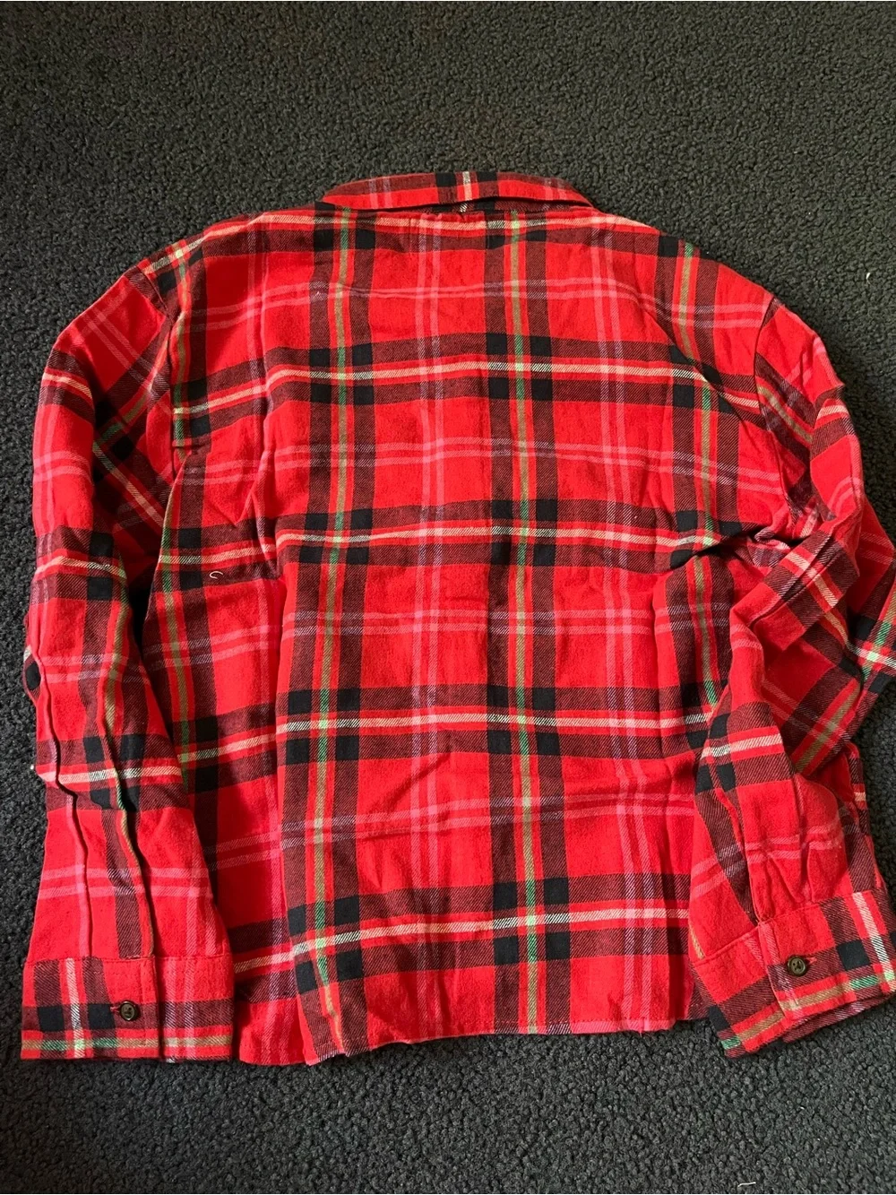Old Navy Red, Black & Green Plaid Flannel Shirt